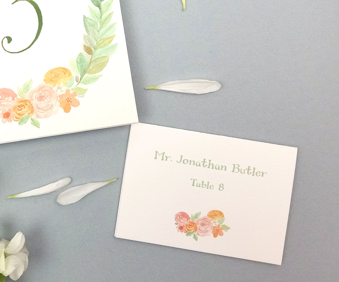 floral wreath place card