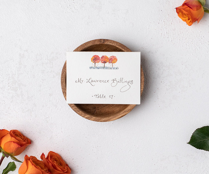 foliage trees place card by Jenn Bakos