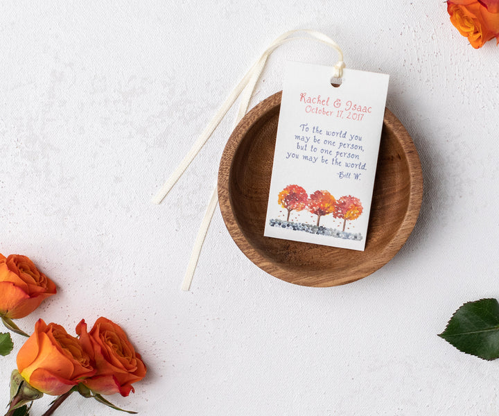Foliage trees wedding favor tag