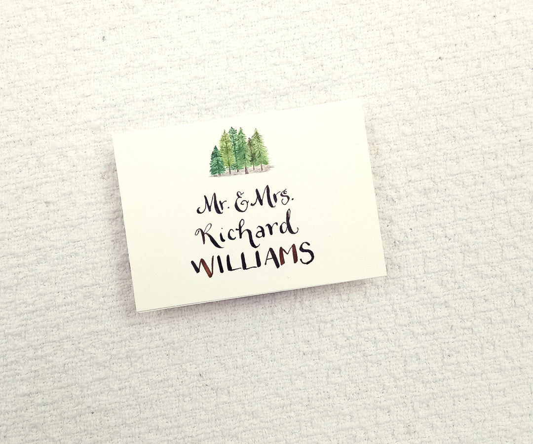 forest pines place card