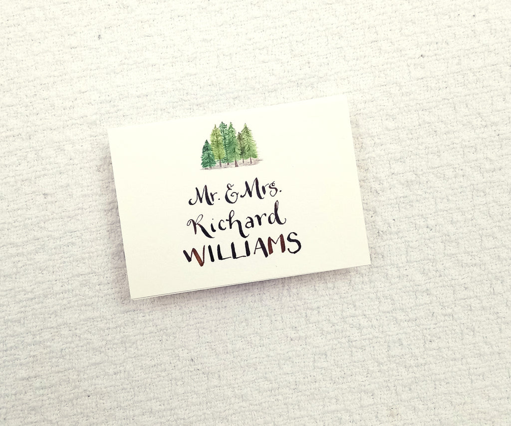 forest pines place card