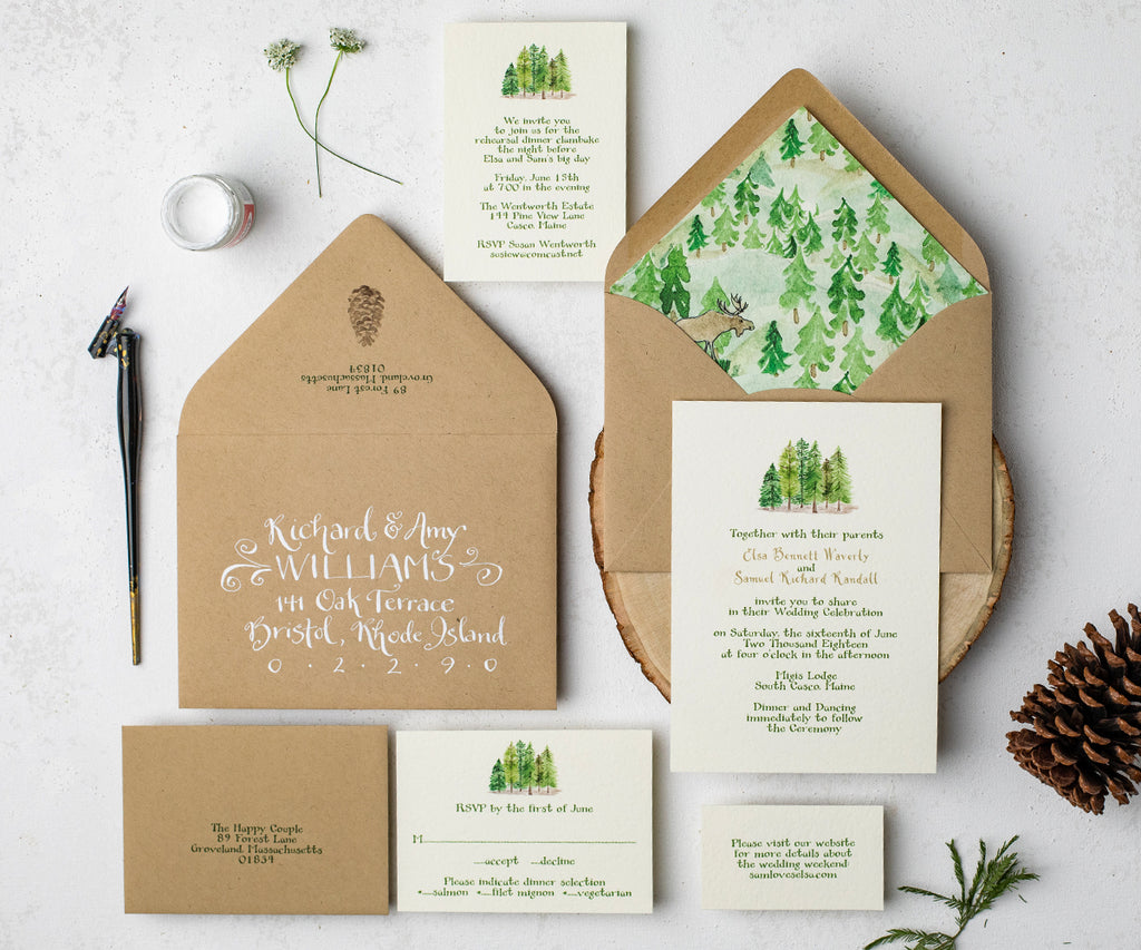 Forest pines wedding invitation