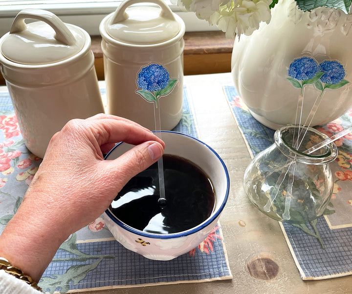 French Blue Hydrangea Acrylic Stir Sticks