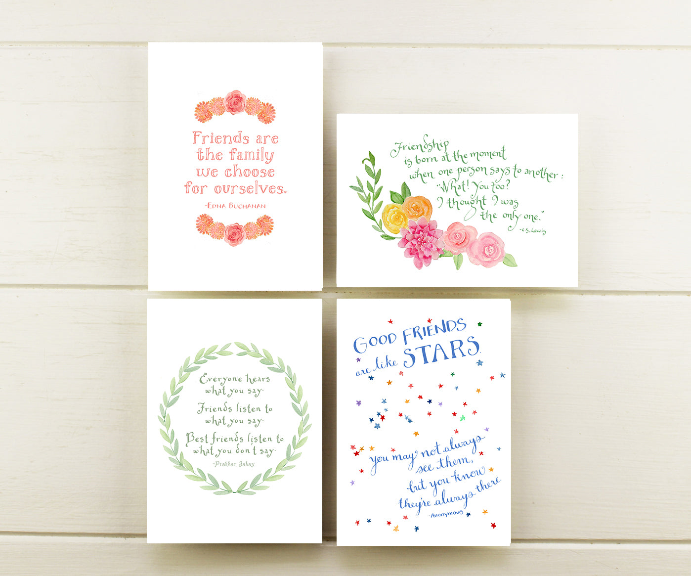 Friendship Quotes Note Cards – El's Cards