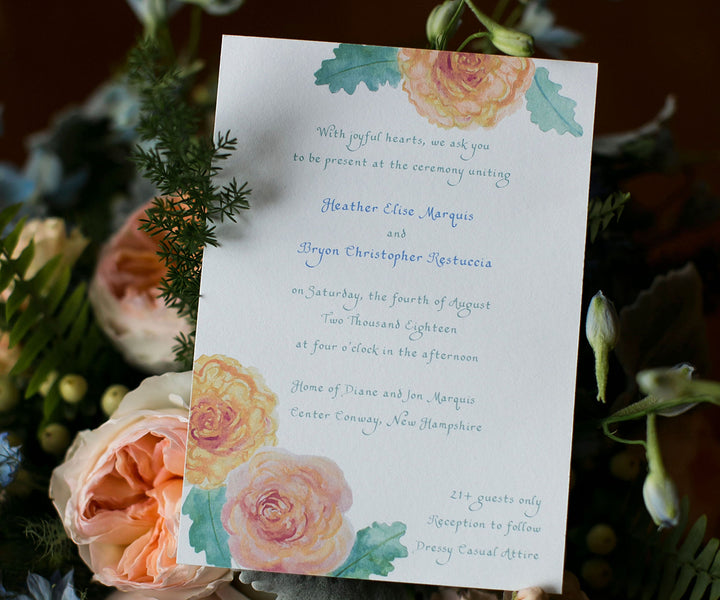 Garden roses wedding invitation