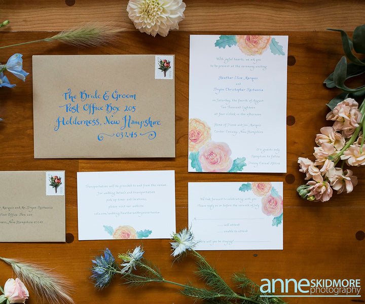 Garden roses wedding invitation