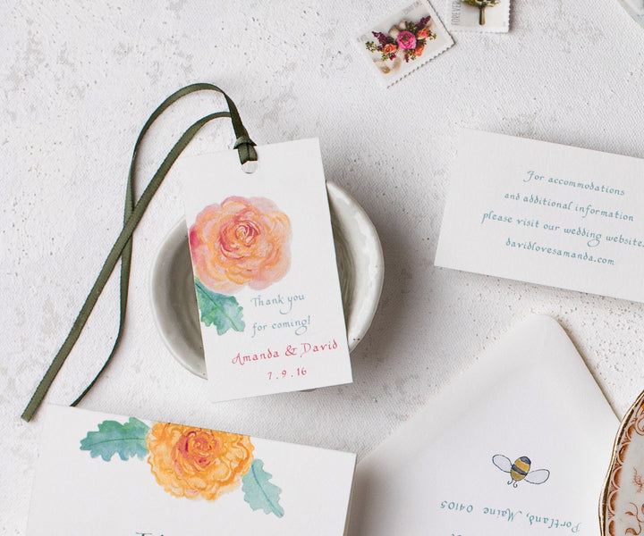Garden Roses wedding favor tags