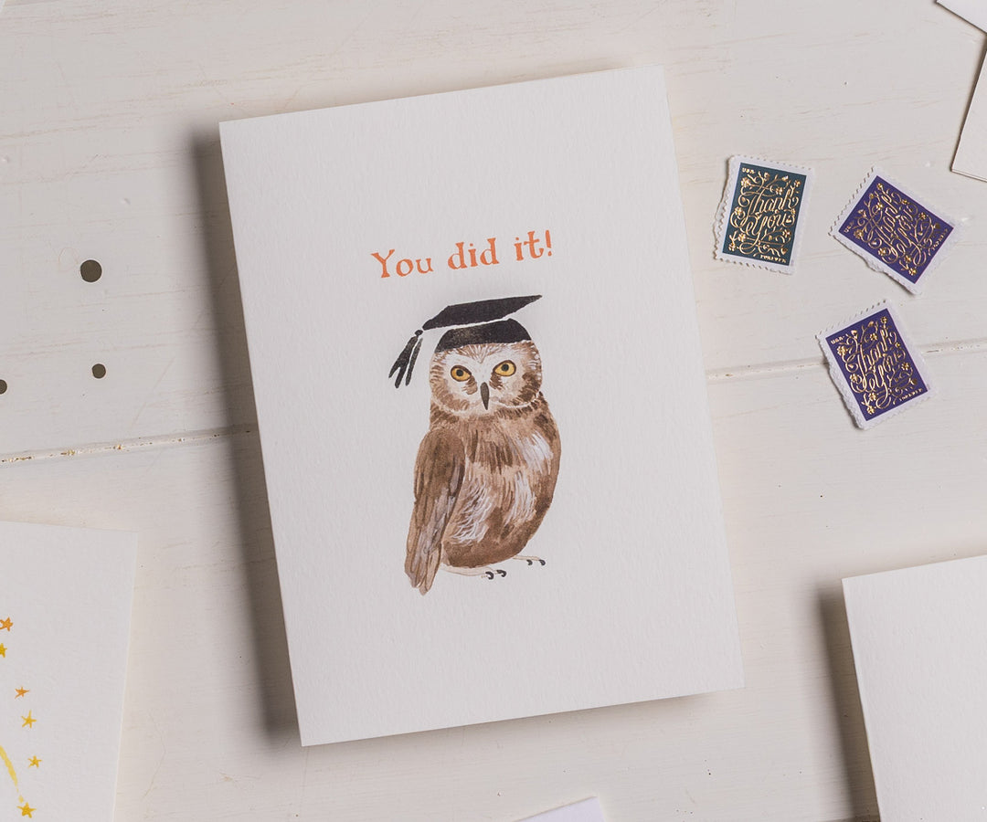 Watercolor Wise Owl Graduation Card El's Cards Watercolor Wise Owl Graduation Card El's Cards