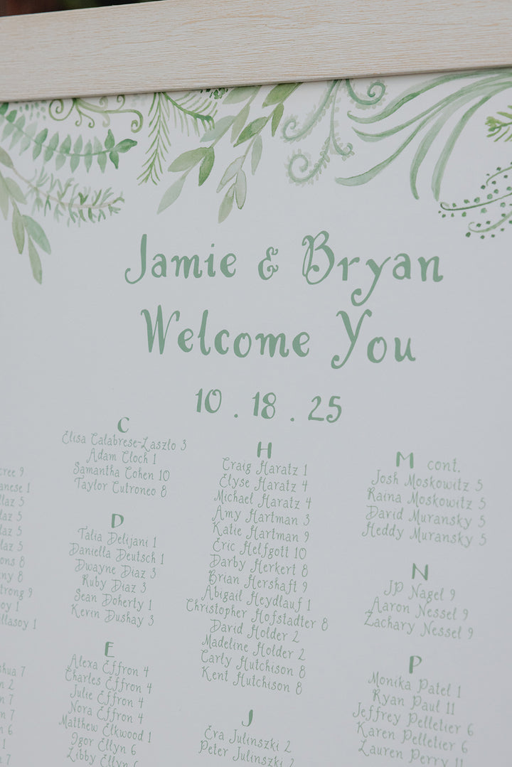Greenery seating chart detail
