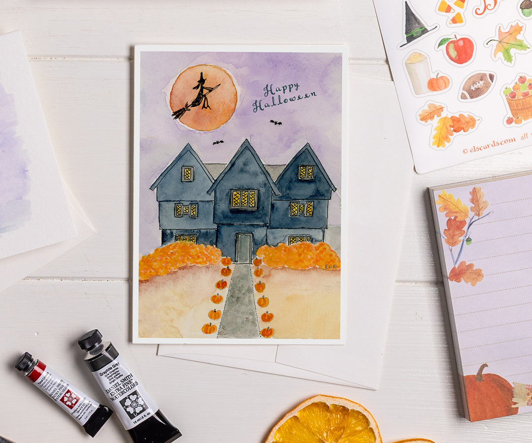 Witch House Halloween Card