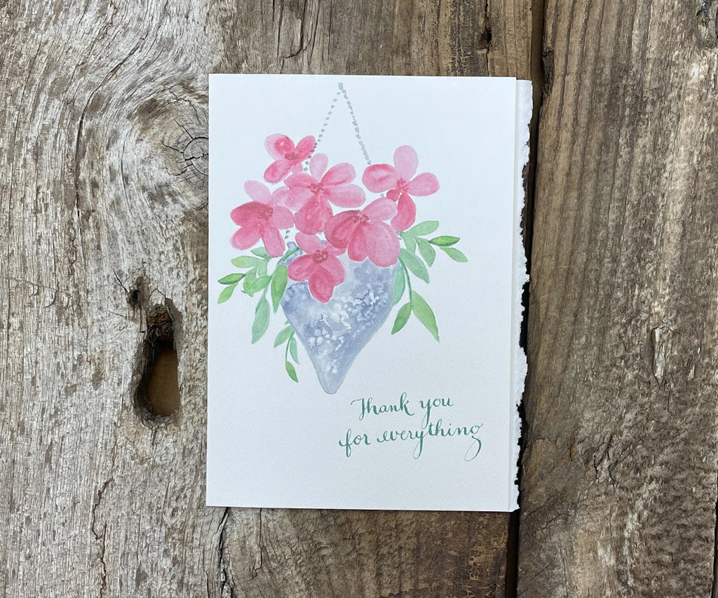 hanging floral vase mother's day card