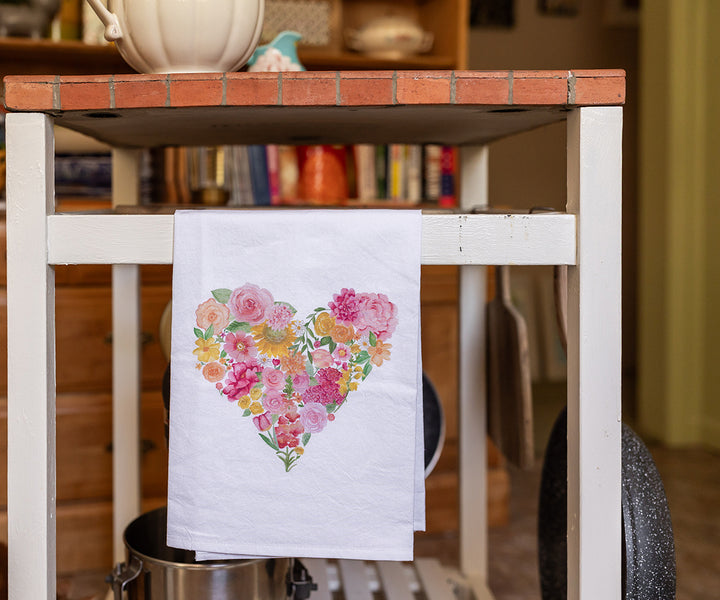 Heart Bouquet Tea Towel