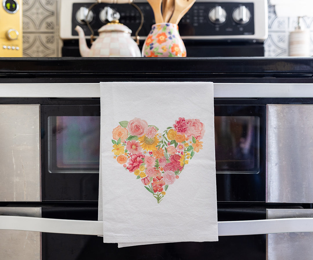 Heart Bouquet Tea Towel
