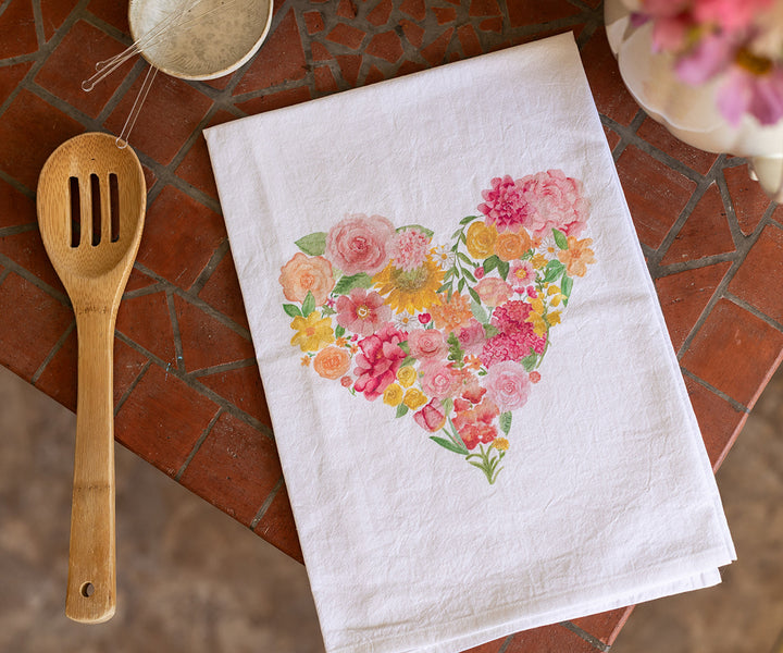 Heart Bouquet Tea Towel