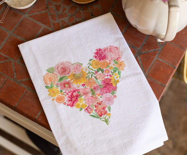 Heart Bouquet Tea Towel