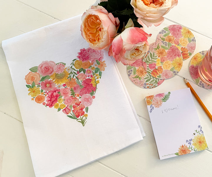 Heart Bouquet Tea Towel