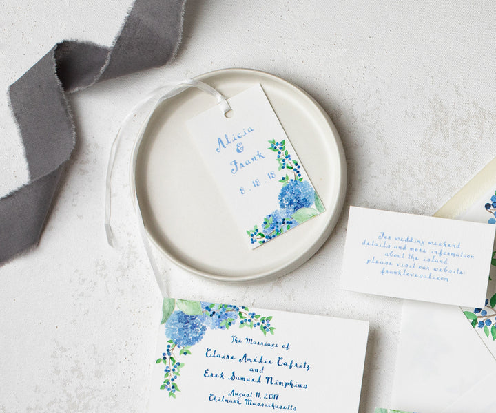 Hydrangea with Blueberries Favor Tags