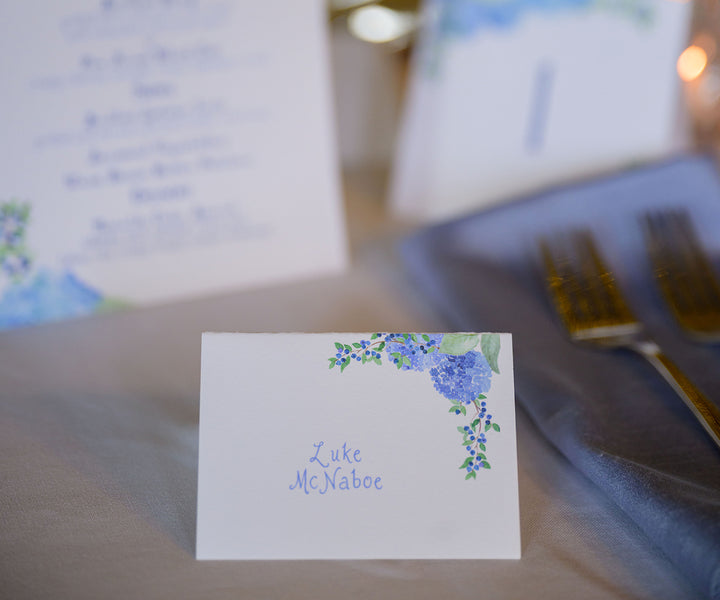 Hydrangea Blueberry place card by Brea McDonald