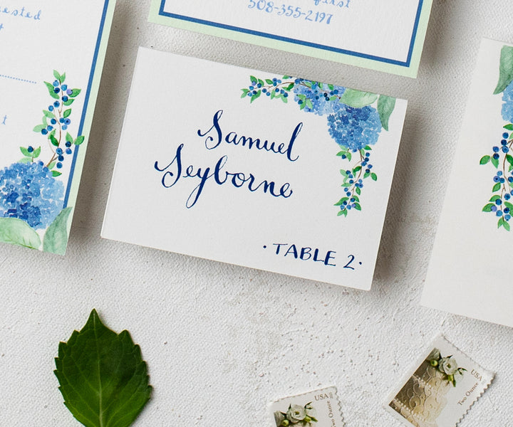 Hydrangeas & Blueberries Place Card