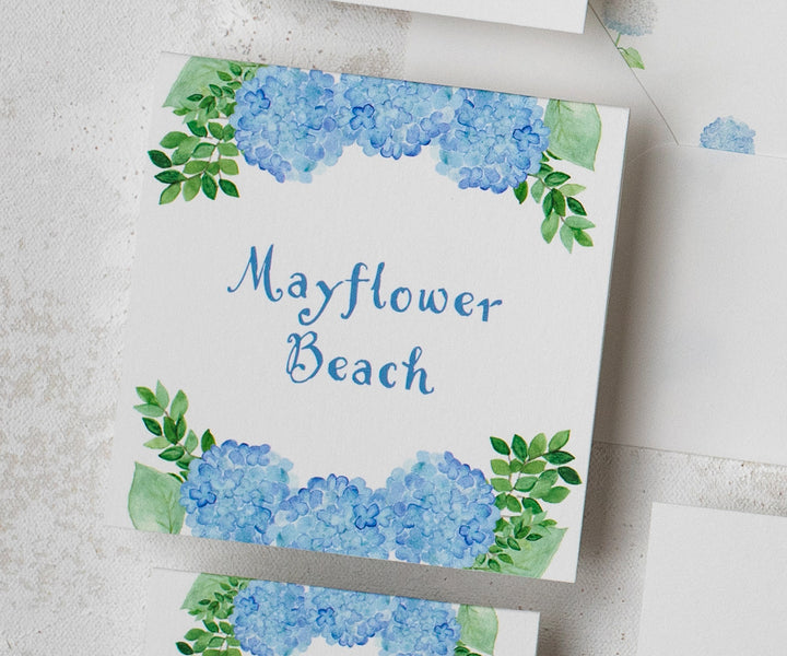 Hydrangea with greens table number