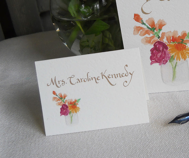 jar of blossoms place card