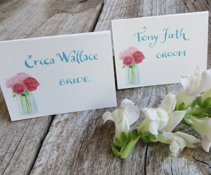 Jar of roses place card