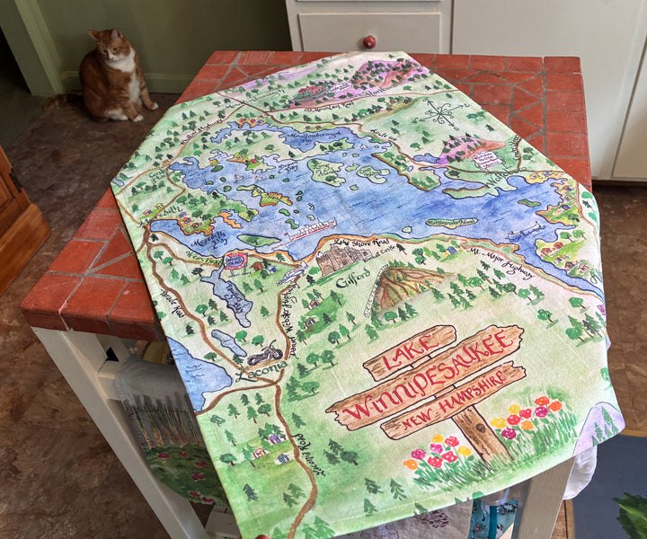 Lake Winnipesaukee Map Tea Towel