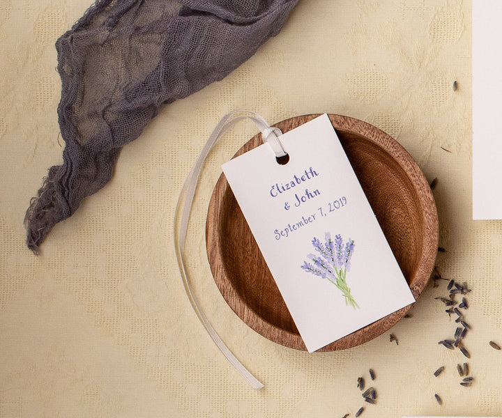 Lavender wedding favor tags