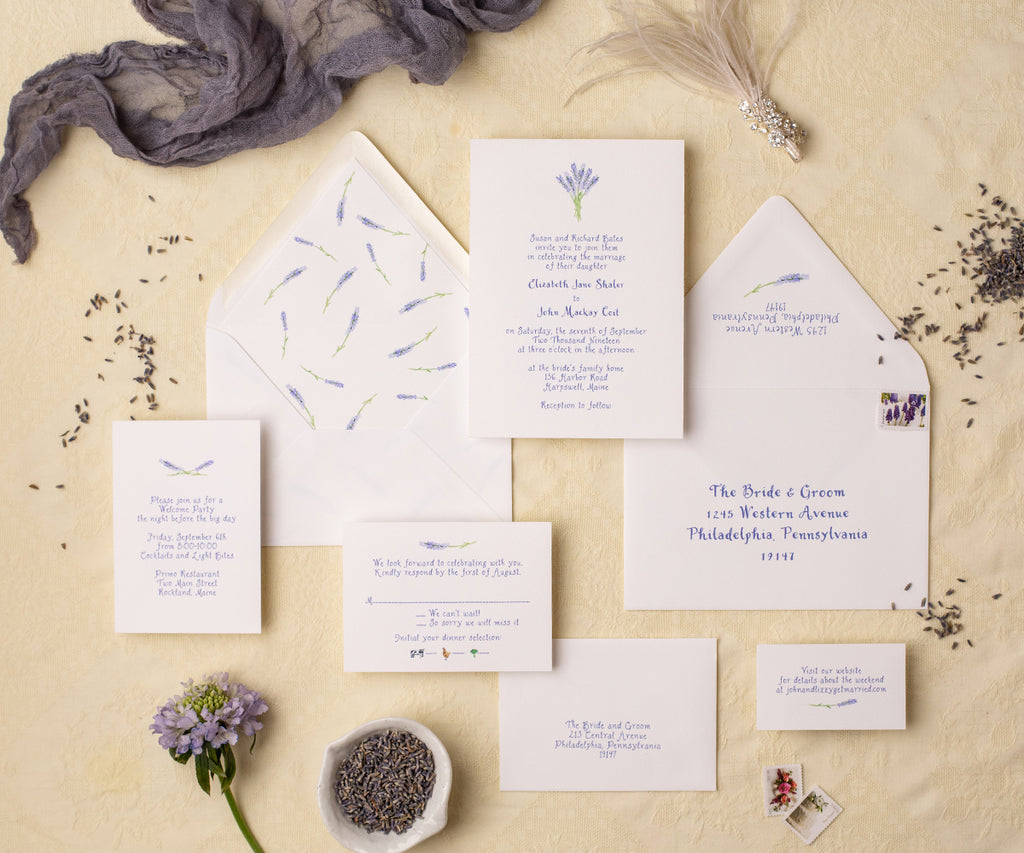 lavender wedding invitation