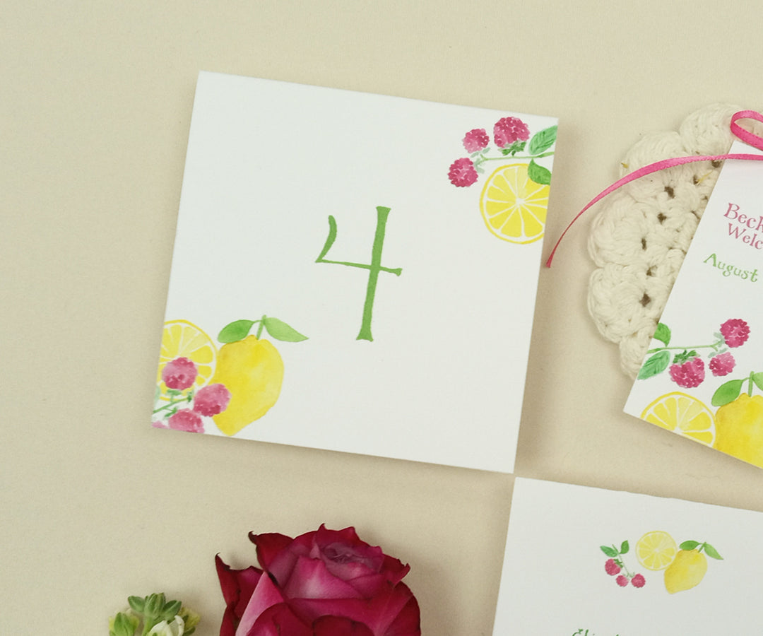 Lemon Raspberry Table Number