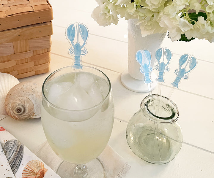 blue lobster wedding stir stick