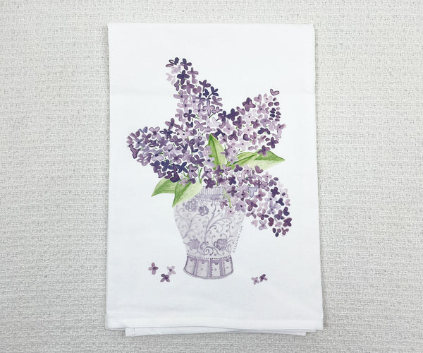 lilac vase tea towel