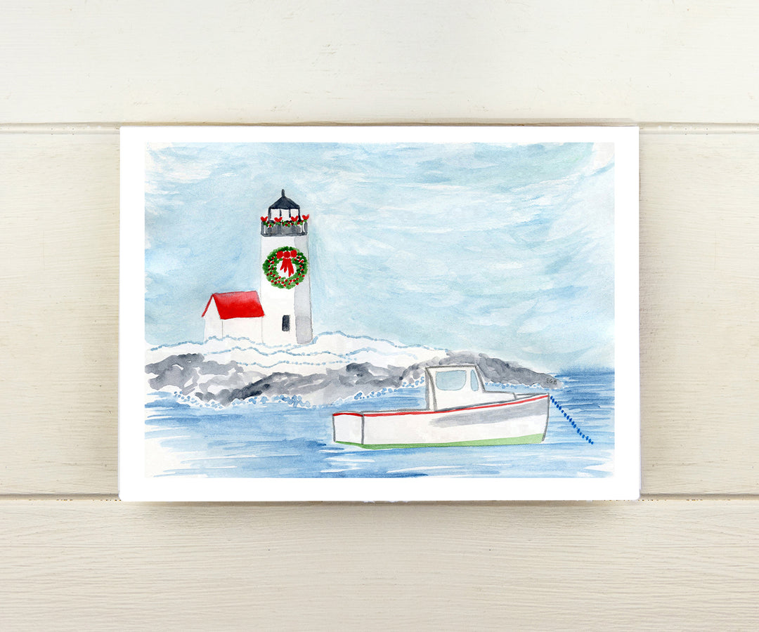 Lobster Boat Holiday Card