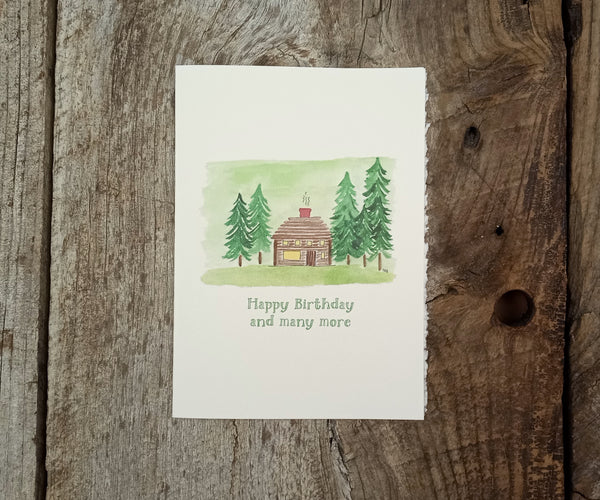 log cabin birthday card