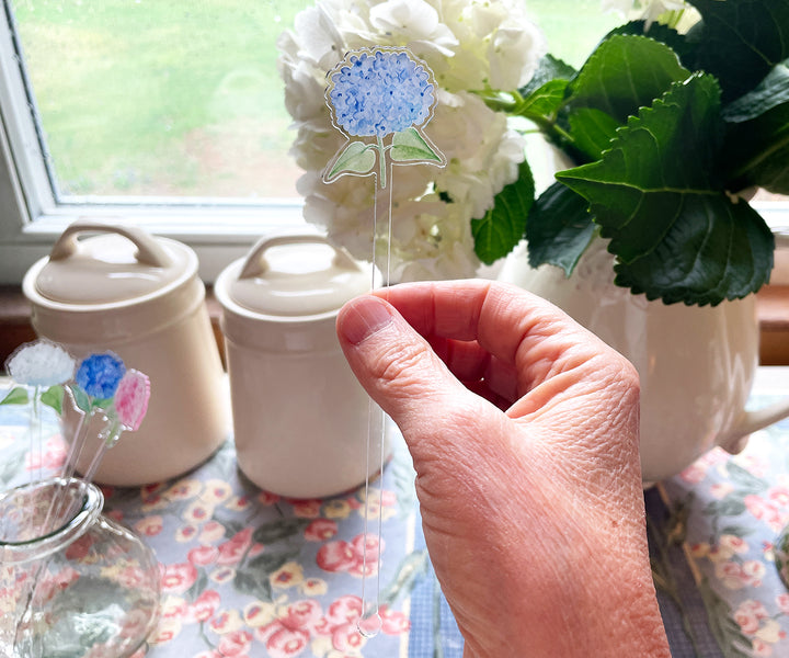 Light Blue Hydrangeas Acrylic Stir Sticks