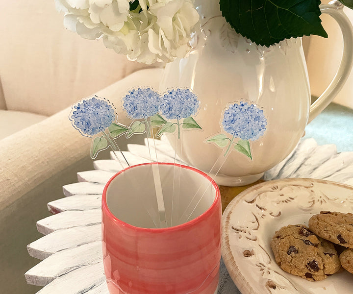 Light Blue Hydrangeas Acrylic Stir Sticks