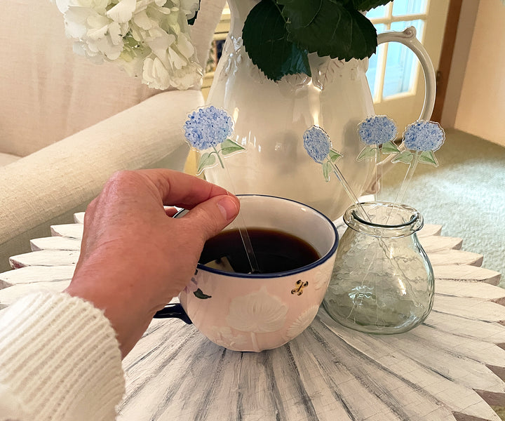 Light Blue Hydrangeas Acrylic Stir Sticks