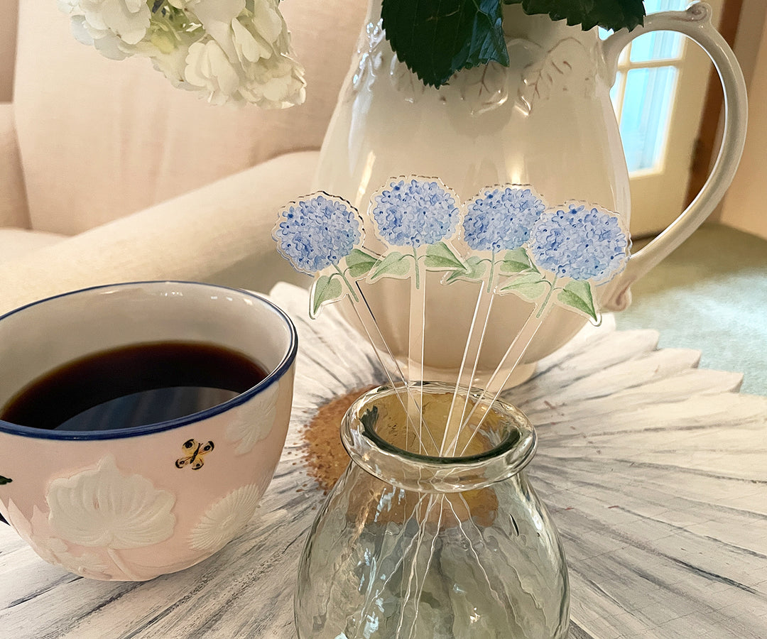 Light Blue Hydrangeas Acrylic Stir Sticks