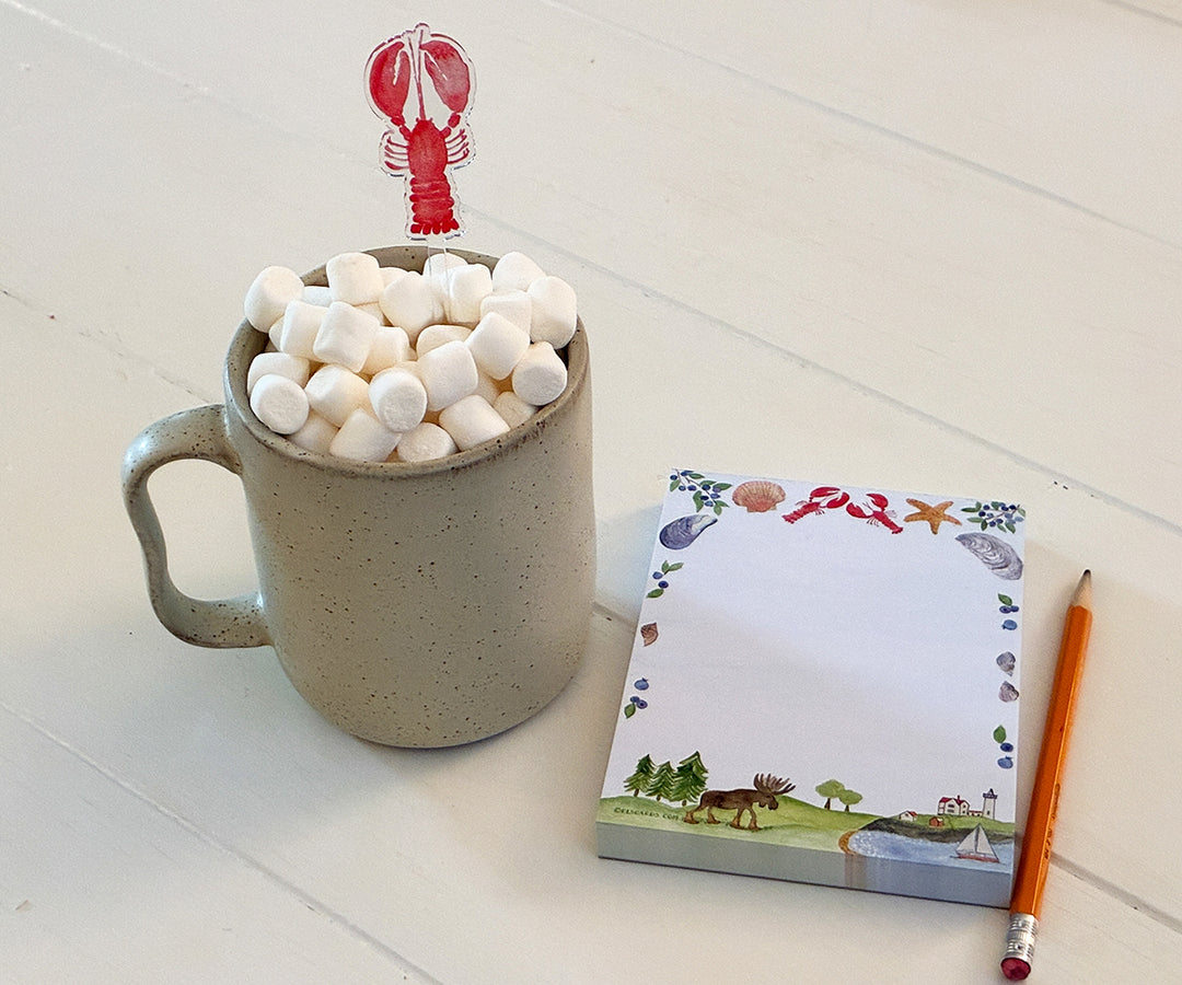 Maine notepad and lobster stir stick