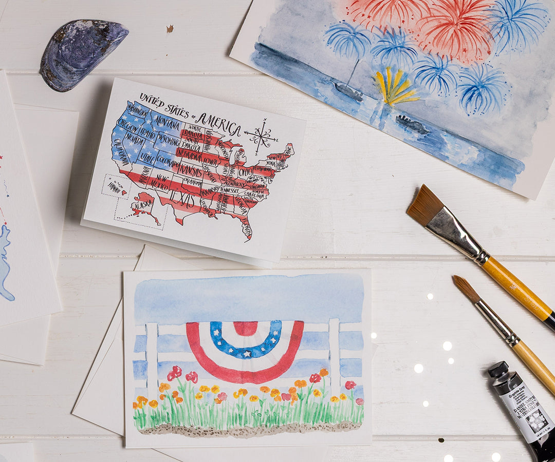USA Map Note Cards