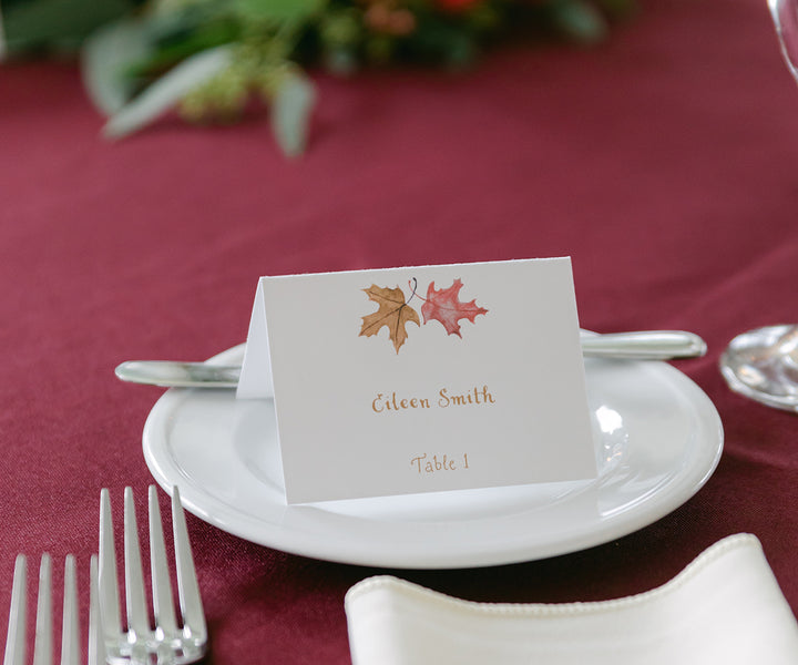 Maple Leaves Place Card Rachel Buckley Photography