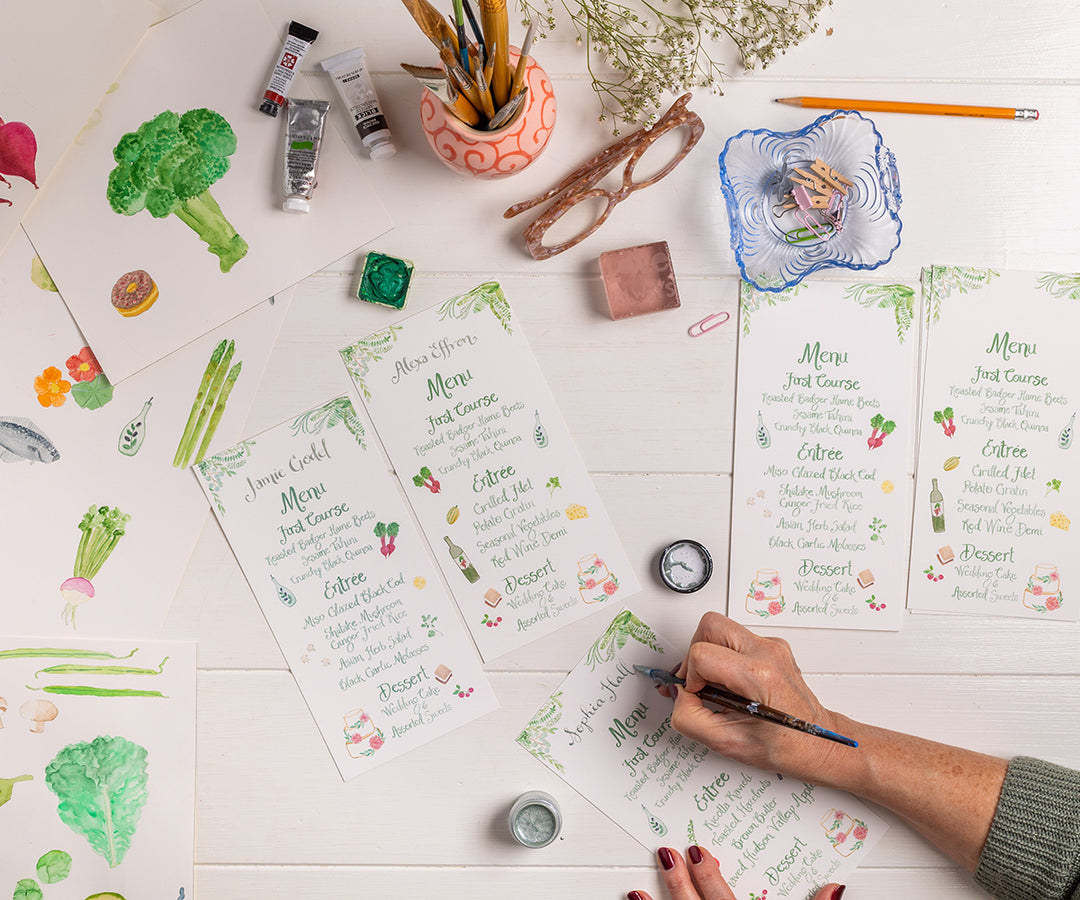 Wedding Menus with hand calligraphy name at the top