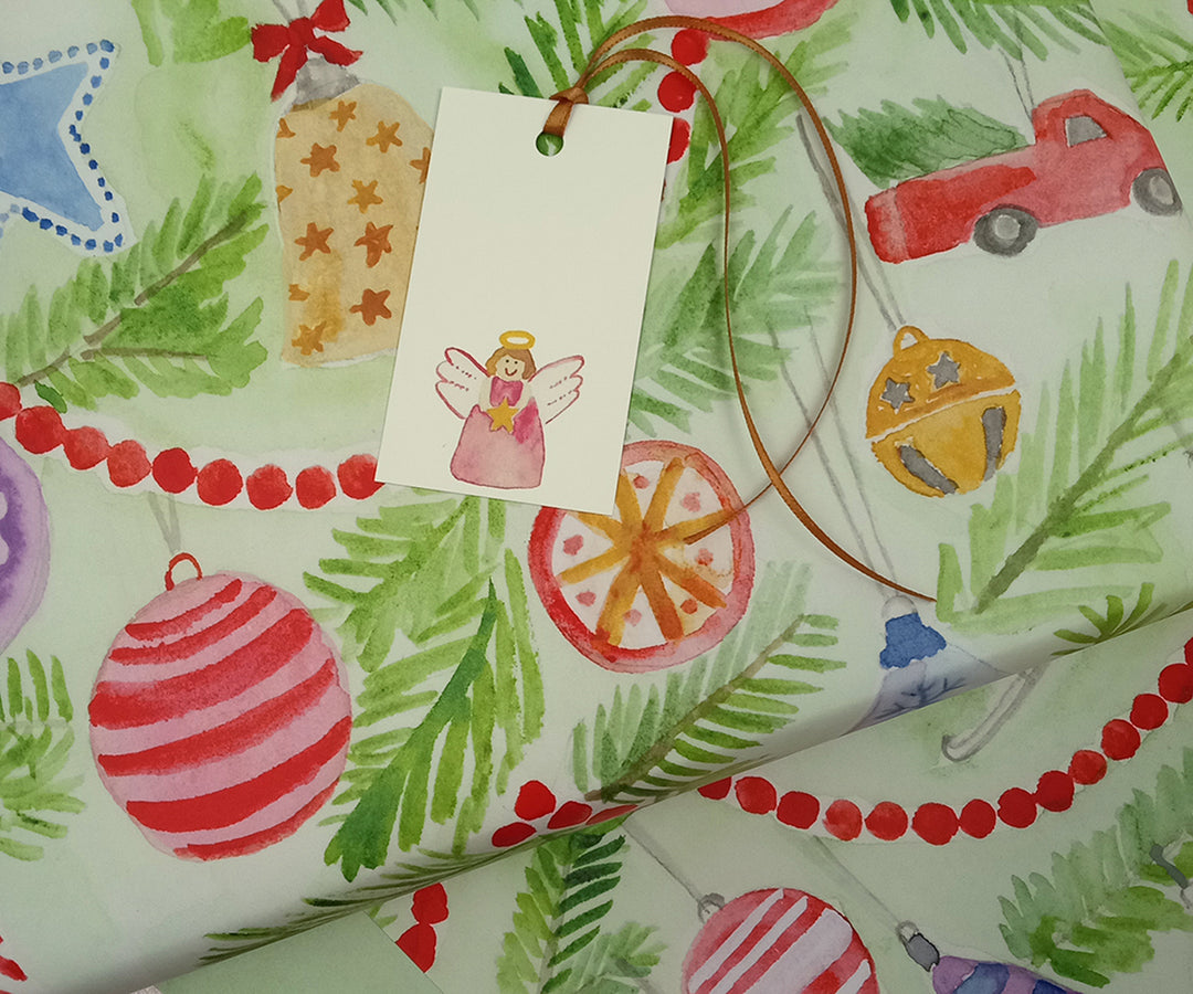 Merry Ornaments 2-Sided Gift Wrap