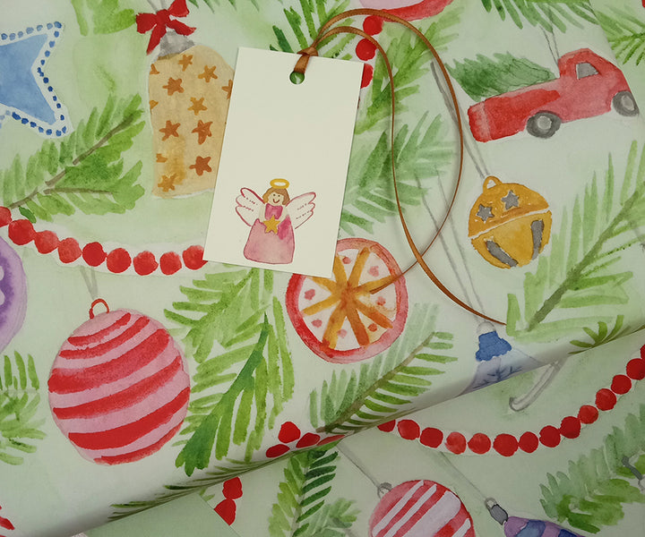 Merry Ornaments 2-Sided Gift Wrap