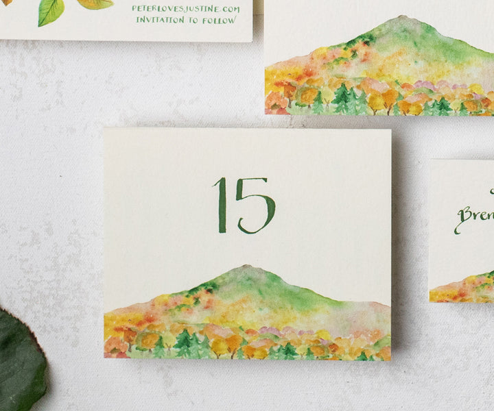 Mountain in Autumn Table Number