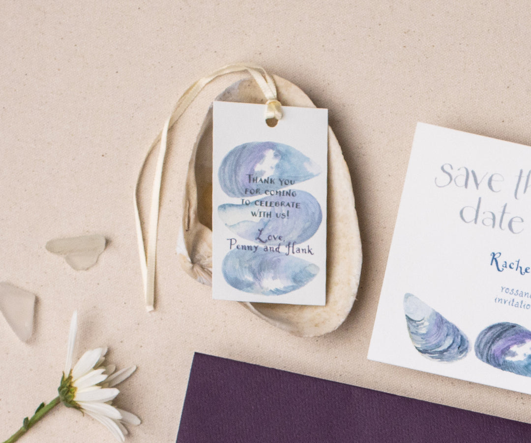 Mussel Shell Background Favor Tags