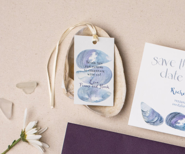 Mussel Shell Background Favor Tags
