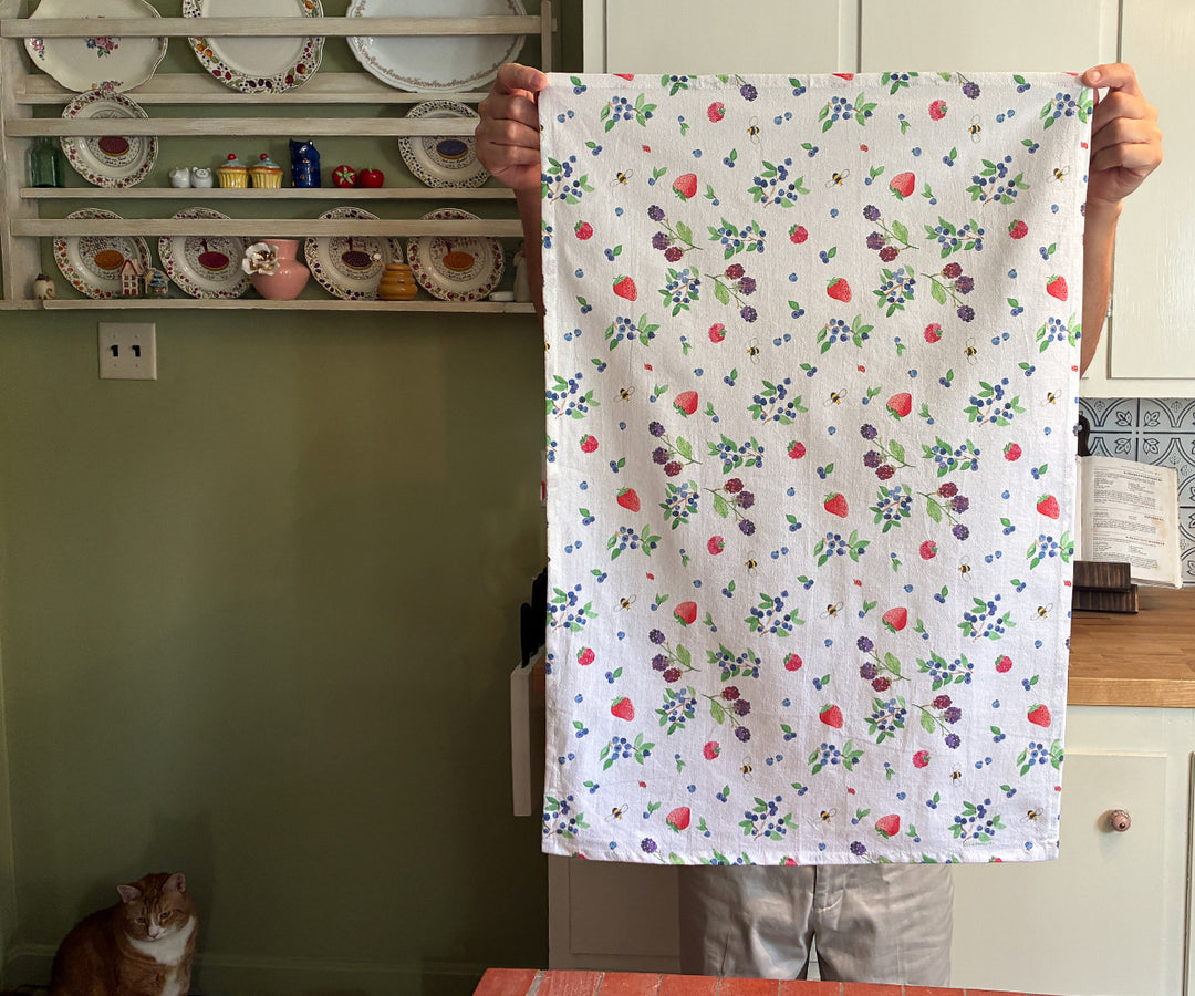 mixed berries tea towel