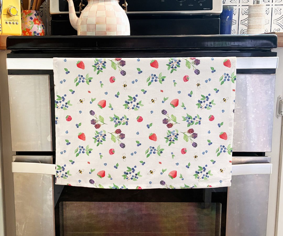 mixed berries tea towel