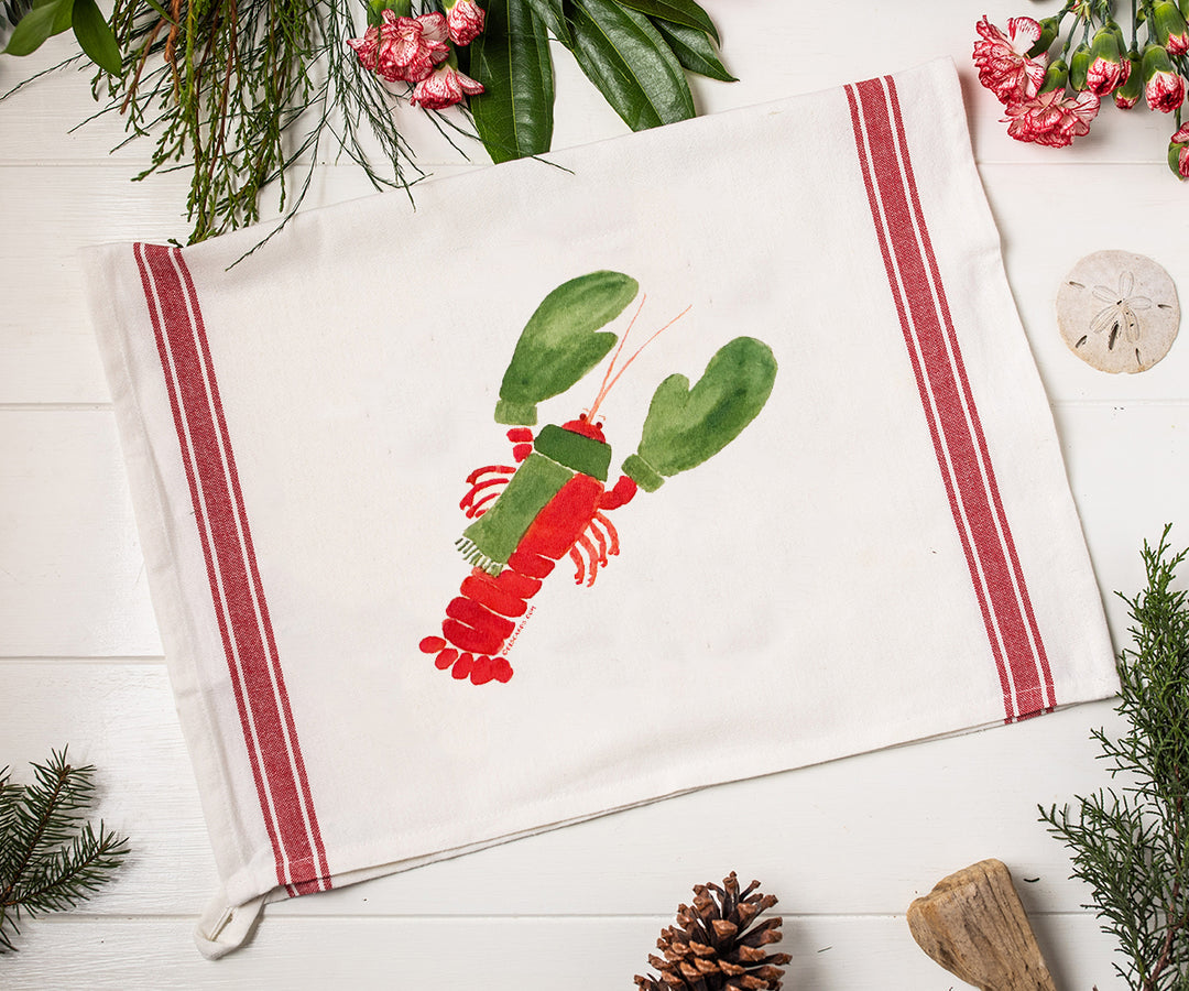 Lobster with Mittens Vintage Towel